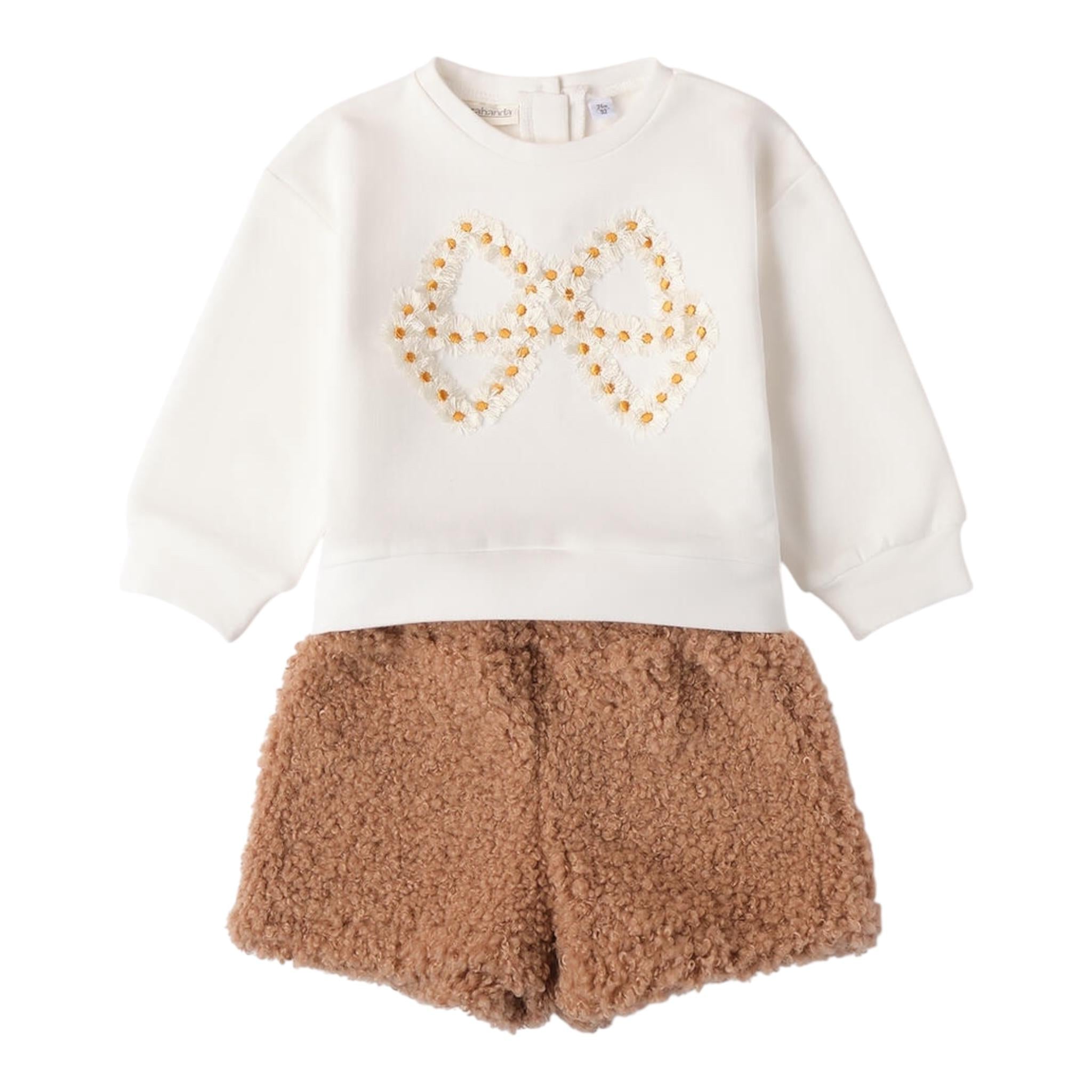 SARABANDA completo 2pz bicolore felpa-short Bianco/cammello per Bambina 0A275 BIANCO/CAMMELLO SARABANDA 