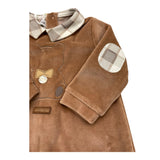 MINI BANDA tutina manica lunga tinta unita in ciniglis Beige per Neonato 3A645 BEIGE MINI BANDA 