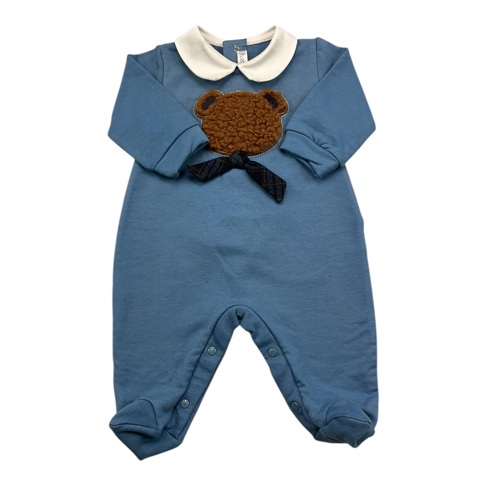 BARCELLINO tutina manica lunga tinta unita cn colletto Blu per Neonato 105401 BLU BARCELLINO 