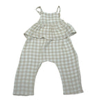 Petit Indi Tuta Intera Bicolore con Fantasia A Quadri per Neonata SS25B2115X BIANCO/BEIGE PETIT INDI 