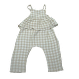 Petit Indi Tuta Intera Bicolore con Fantasia A Quadri per Neonata SS25B2115X BIANCO/BEIGE PETIT INDI 