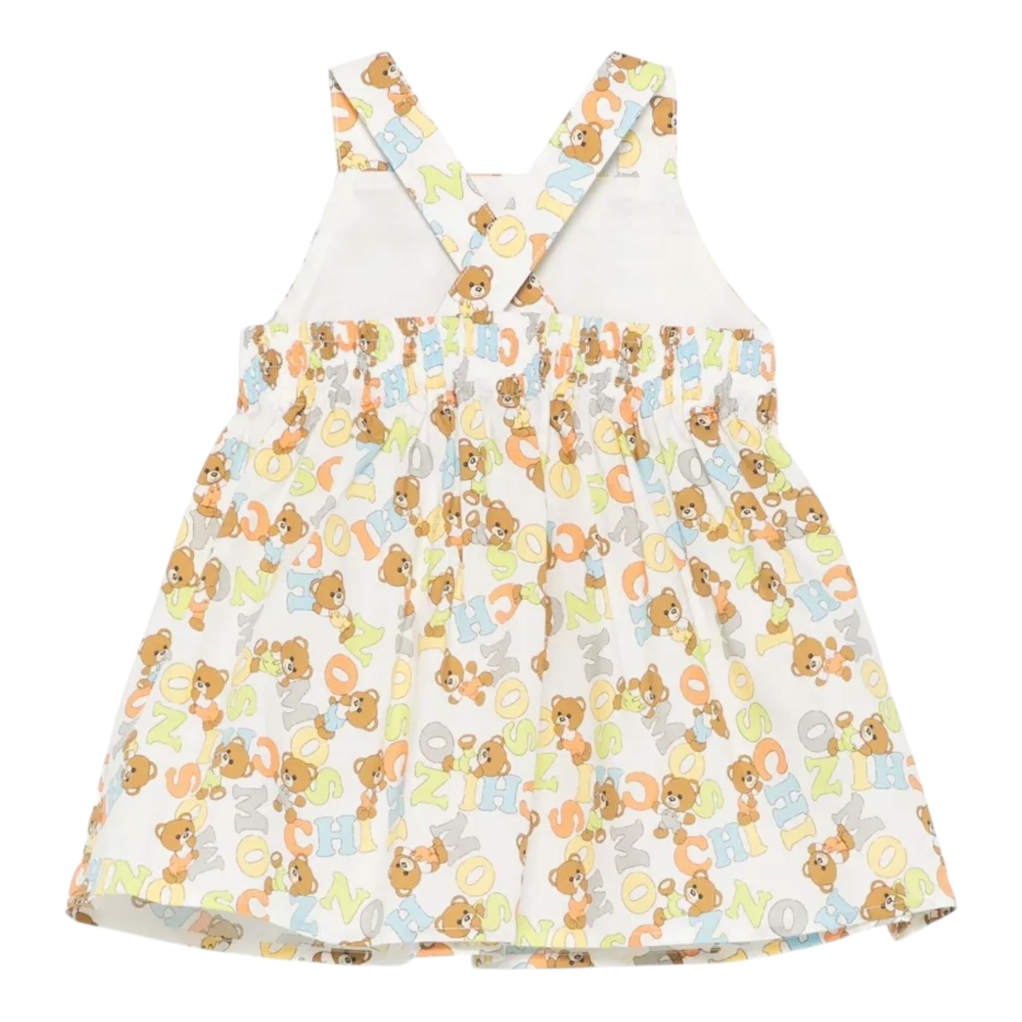 Moschino Abito Tinta Unita con Stampa per Bambina MDV0C1 BIANCO MOSCHINO 