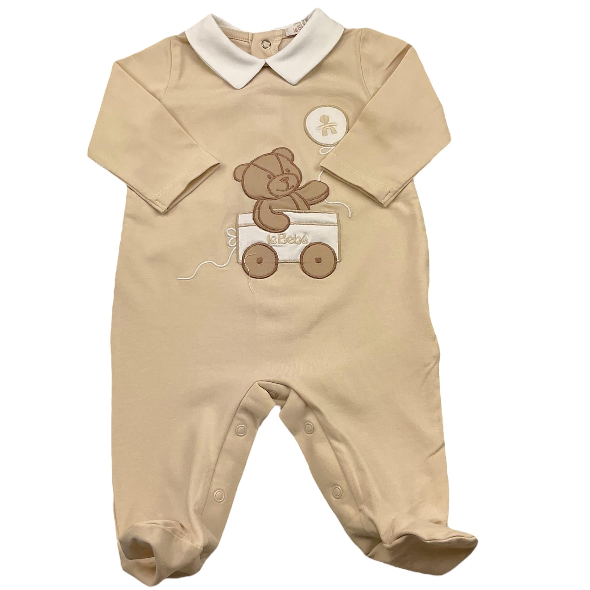 Le Bebe' Tutina Tinta Unita con Stampa per Neonato LBB4822 BEIGE LE BEBE' 