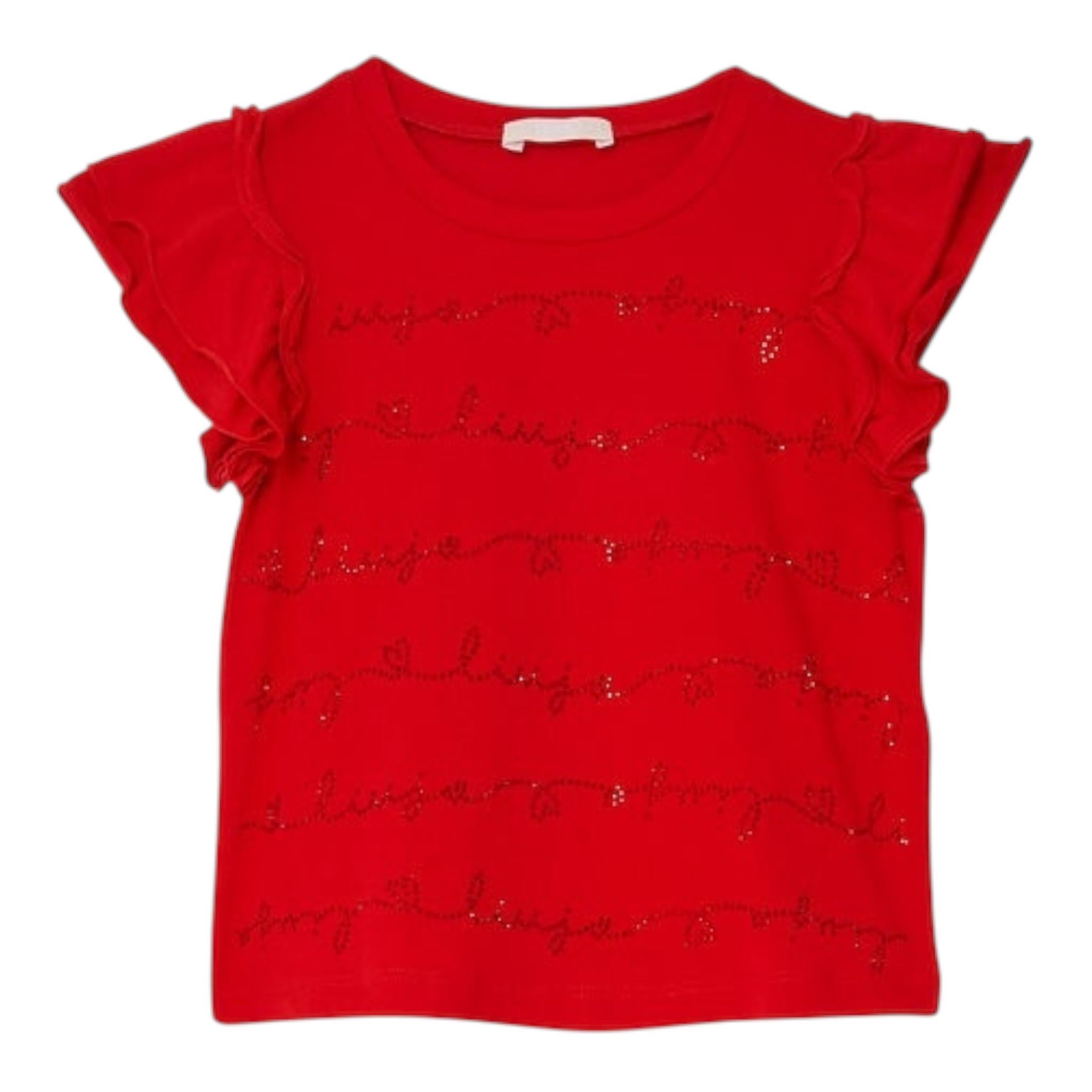 Liu Jo T-Shirt Girocollo Tinta Unita con Brillantini per Neonata KA4048X ROSSO LIU JO 