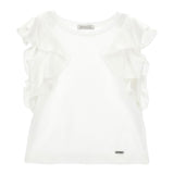 Monnalisa Canotta Tinta Unita con Balze per Bambina 17E601 BIANCO MONNALISA 