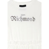 John Richmond Abito Mezza Manica tinta unita con Logo Bianco per Bambina RGP25106VE BIANCO JOHN RICHMOND 
