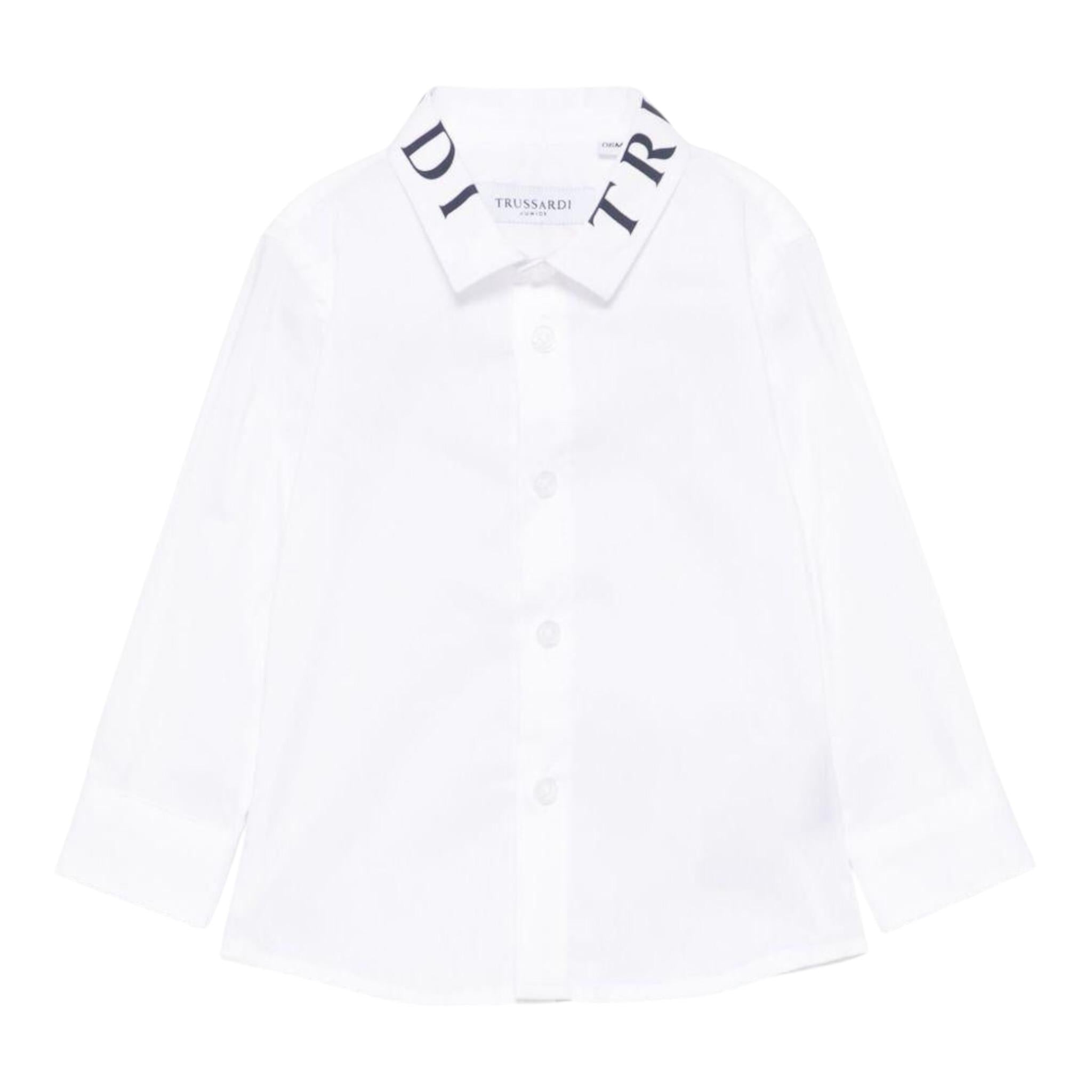 Trussardi Camicia Tinta Unita con Logo per Bambino TIP25091CA BIANCO TRUSSARDI 