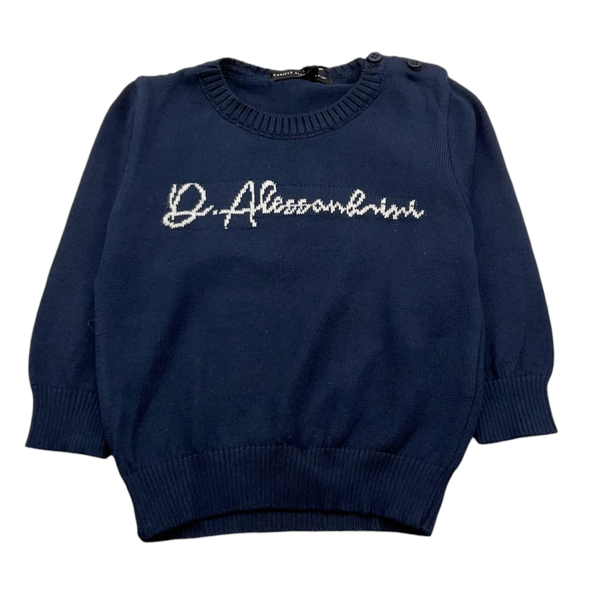 DANIELE ALESSANDRINI maglia girocollo tinta unita con stampa Blu per Neonata 1291W00040NXX BLU DANIELE ALESSANDRINI 