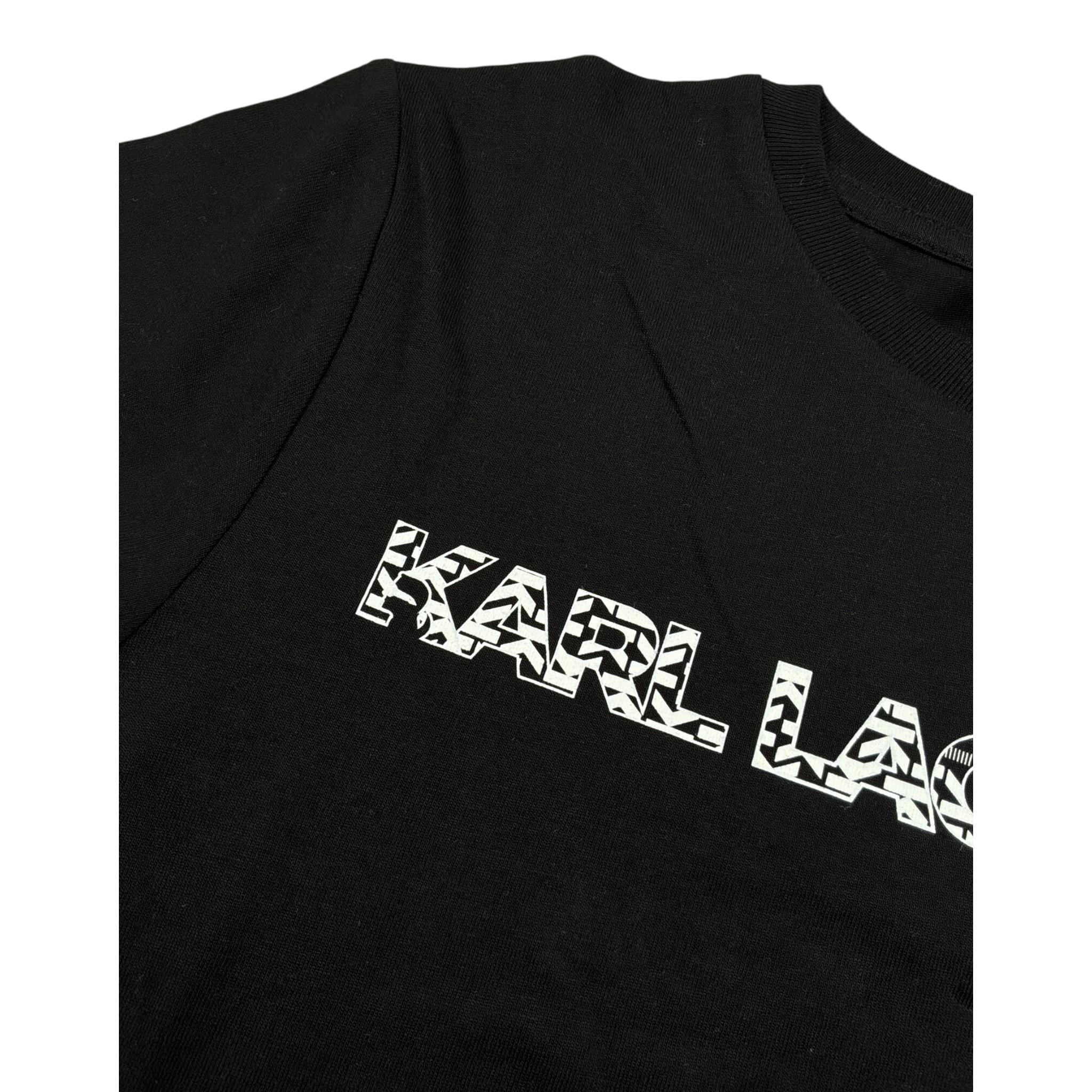 Karl Lagerfeld T-Shirt Girocollo tinta unita con Logo Nero per Bambino Z30055 NERO KARL LAGERFELD 