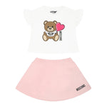 Moschino Completo 2 Pezzi T-Shirt-Gonna per Bambina MDG01GJ BIANCO/ROSA MOSCHINO 
