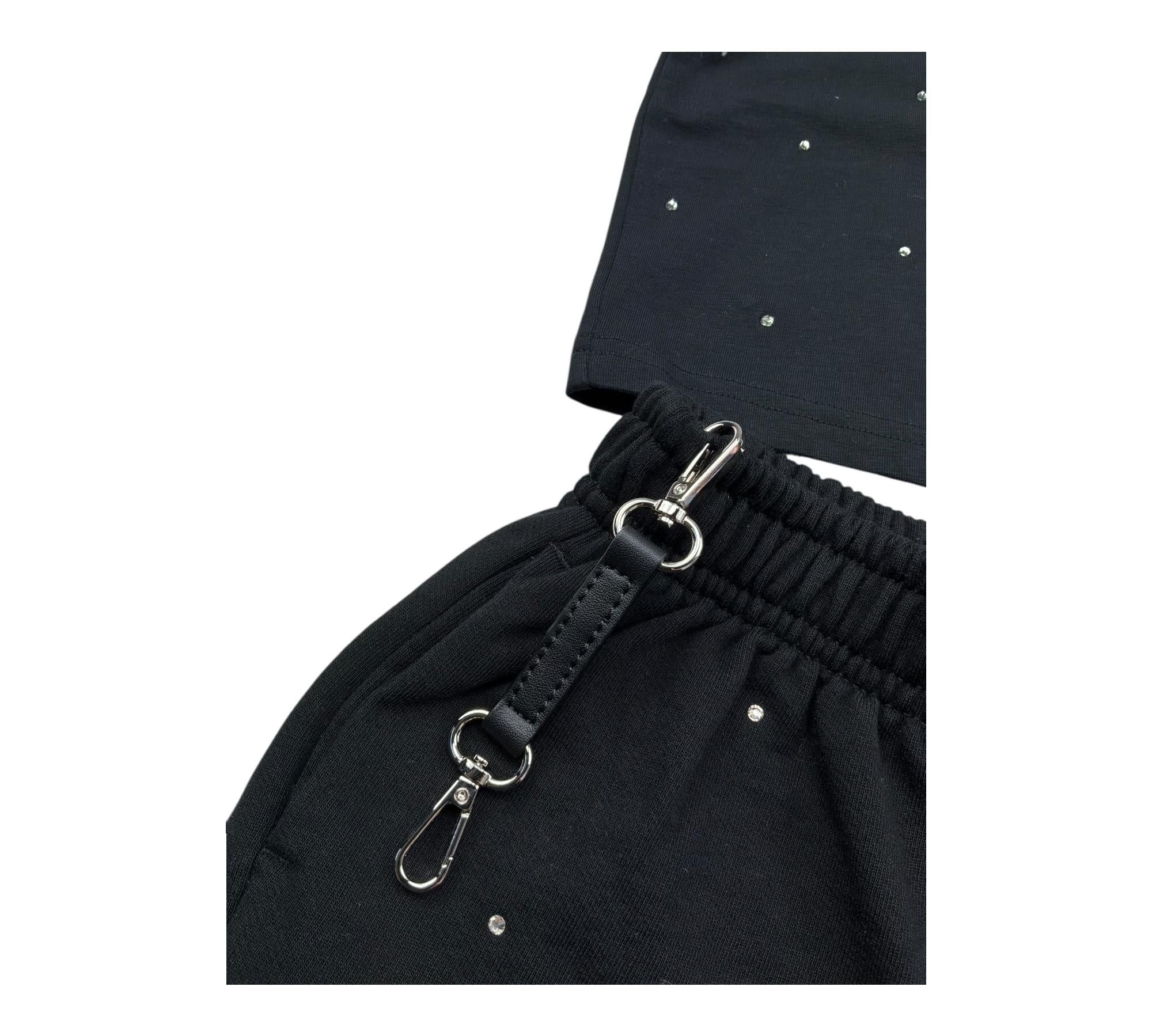 Saint Barth Completo 2 Pezzi T-Shirt-Short Tinta Unita per Bambina NIVES NERO SAINT BARTH 