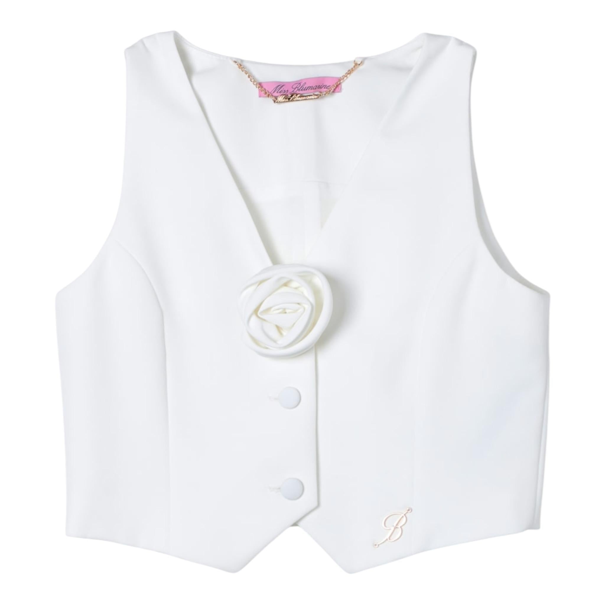 Miss Blumarine Gilet Tinta Unita con Applicazione per Bambina IA4021 PANNA MISS BLUMARINE 