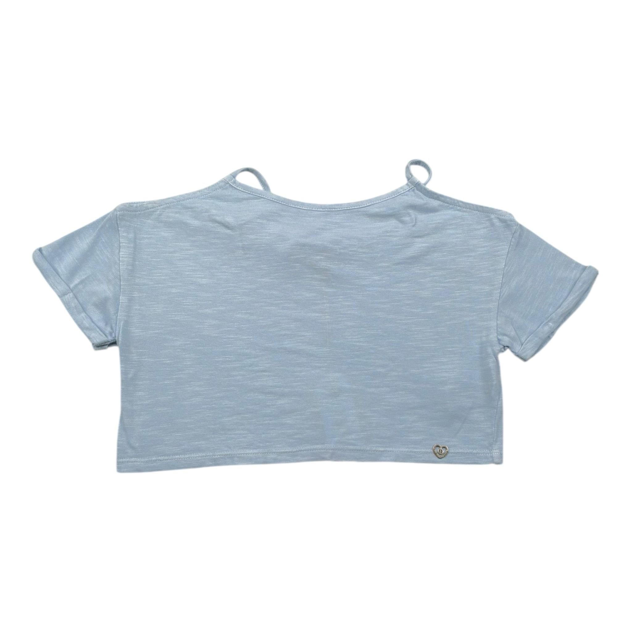 Please Top Mezza Manica Tinta Unita per Bambina MBG3030G72 AZZURRO PLEASE 