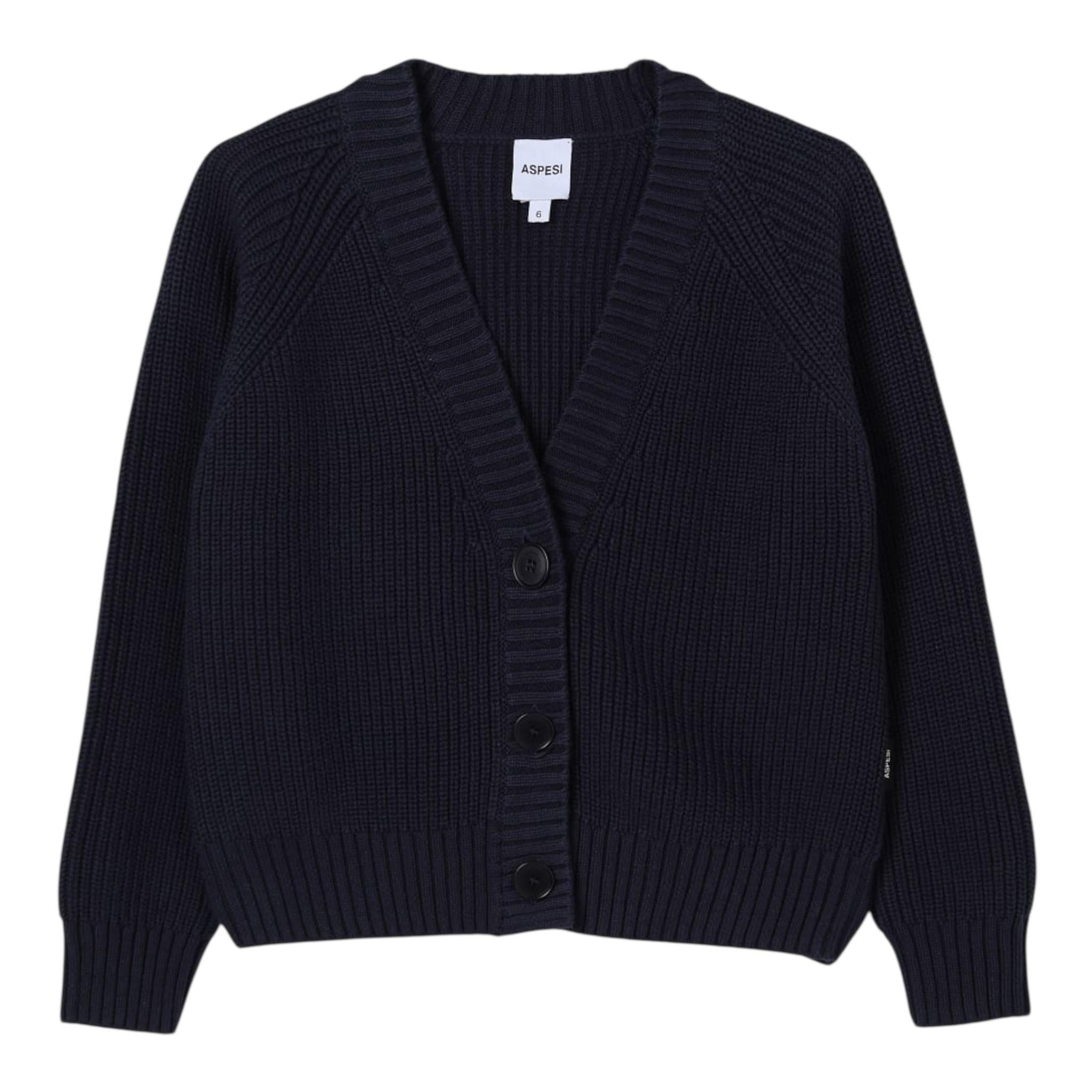 Aspesi Cardigan Tinta Unita con Bottoni per Bambino S25004GFEM110 BLU ASPESI 