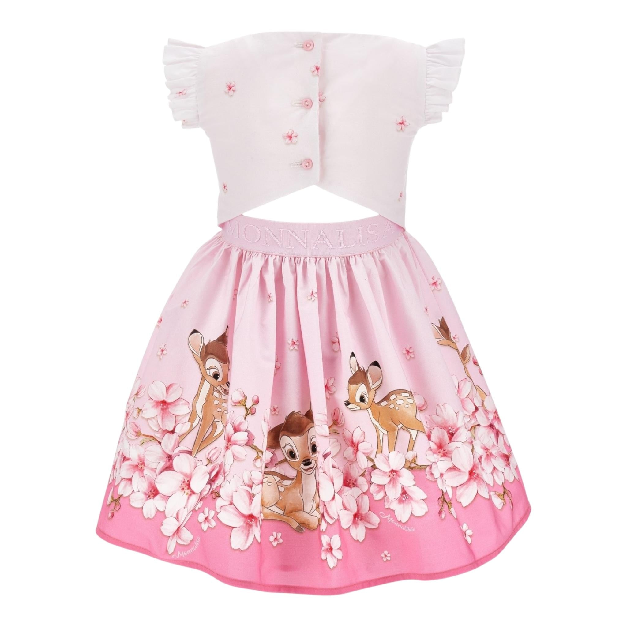 Monnalisa Abito Mezza Manica Tinta Unita con Stampe per Bambina 11E912XX ROSA MONNALISA 