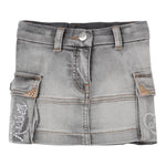 Monnalisa Gonna In Denim Tinta Unita con Girovita Regolabile per Bambina 19D701 GRIGIO MONNALISA 
