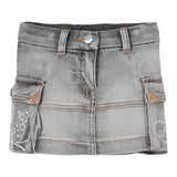 Monnalisa Gonna In Denim Tinta Unita con Girovita Regolabile per Bambina 19D701 GRIGIO MONNALISA 