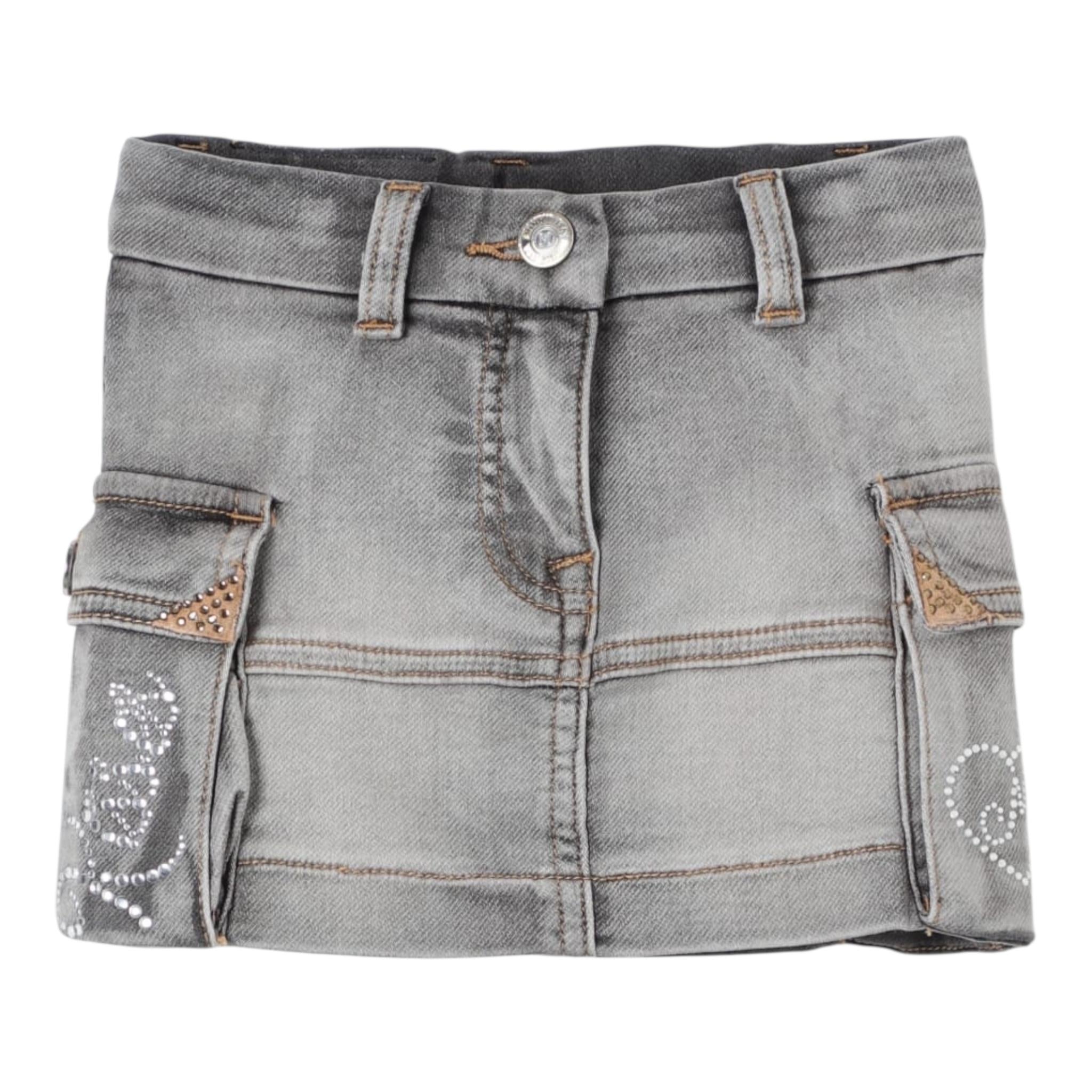 Monnalisa Gonna In Denim Tinta Unita con Girovita Regolabile per Bambina 19D701 GRIGIO MONNALISA 