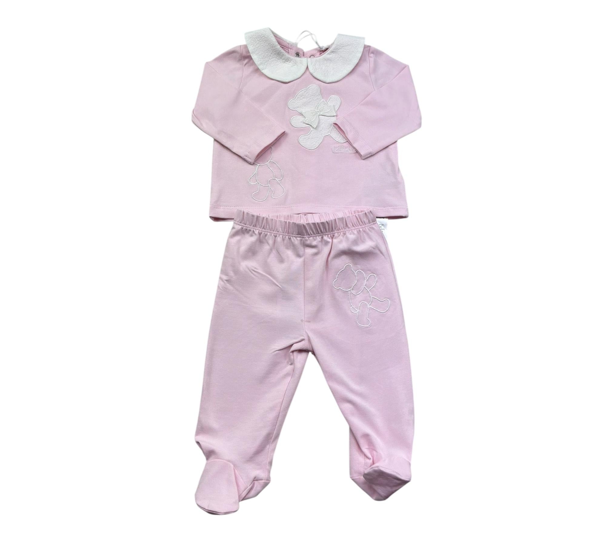 Le Bebe Completo 2 Pezzi Shirt-Ghettina Tinta Unita per Neonata LBG6298 ROSA LE BEBE 
