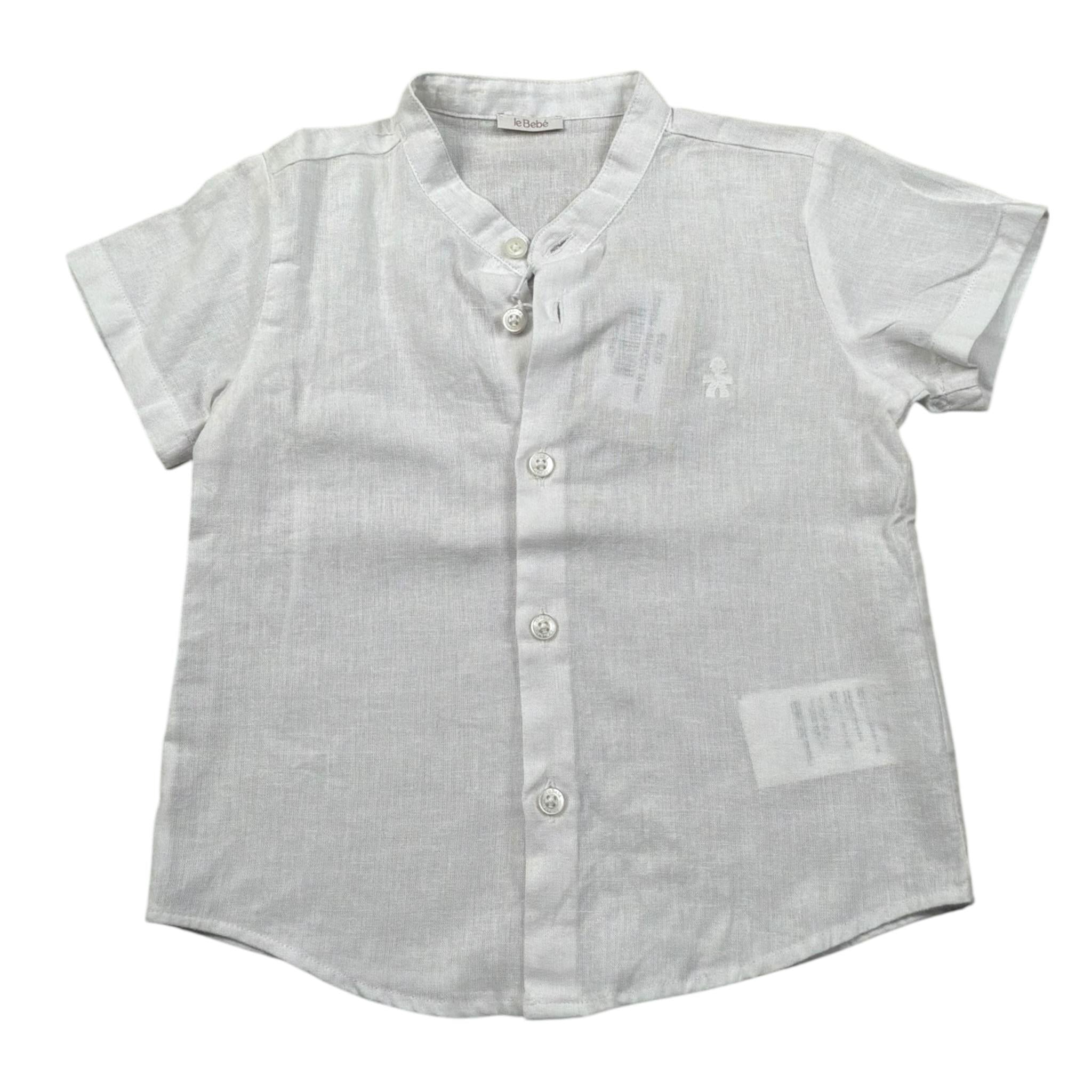 Le Bebe Camicia Mezza Manica Tinta Unita Collo Coreano per Neonato LBB4934 BIANCO LE BEBE 
