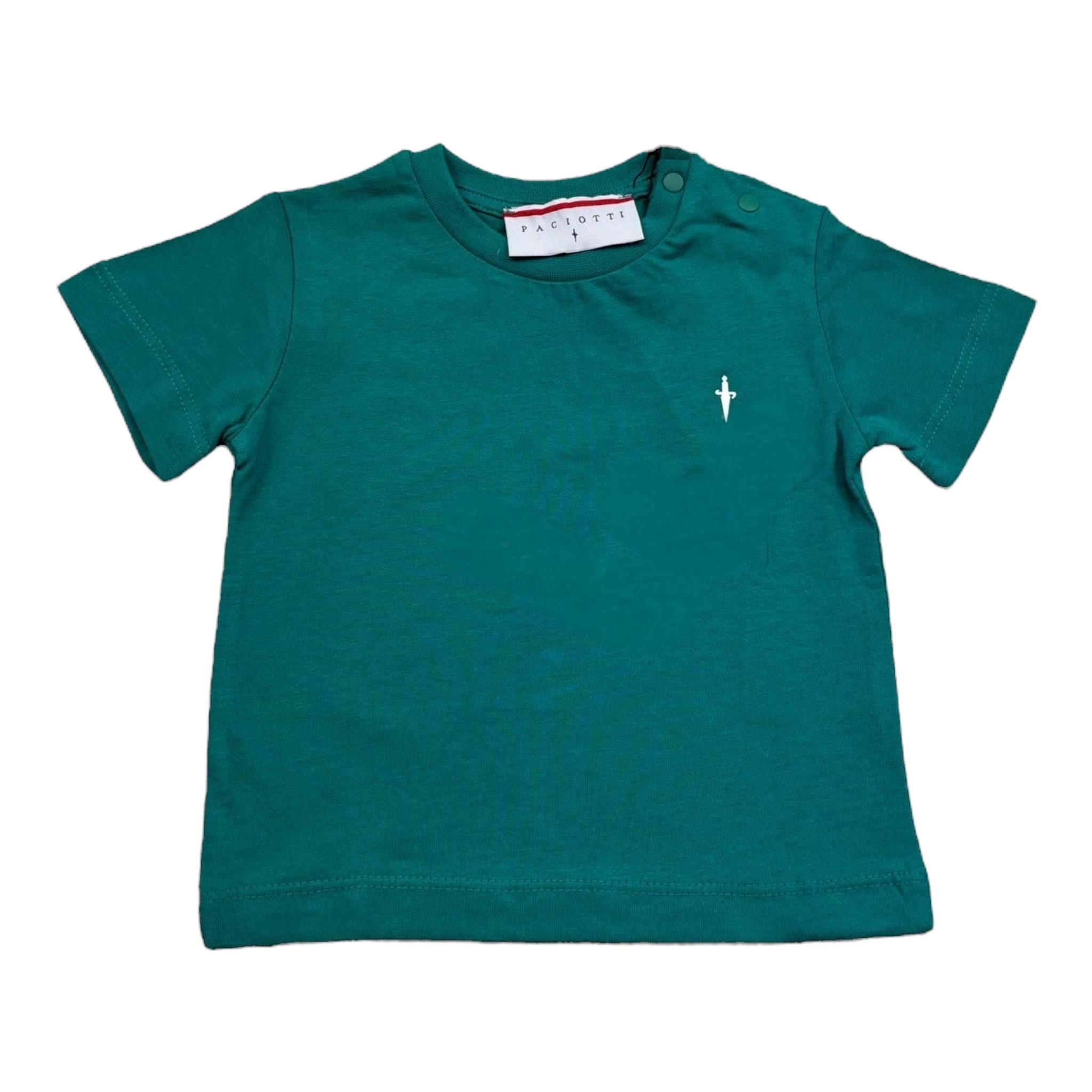 Cesare Paciotti T-Shirt Girocollo Tinta Unita con Stampa per Neonato TSP5155BX VERDE CESARE PACIOTTI 