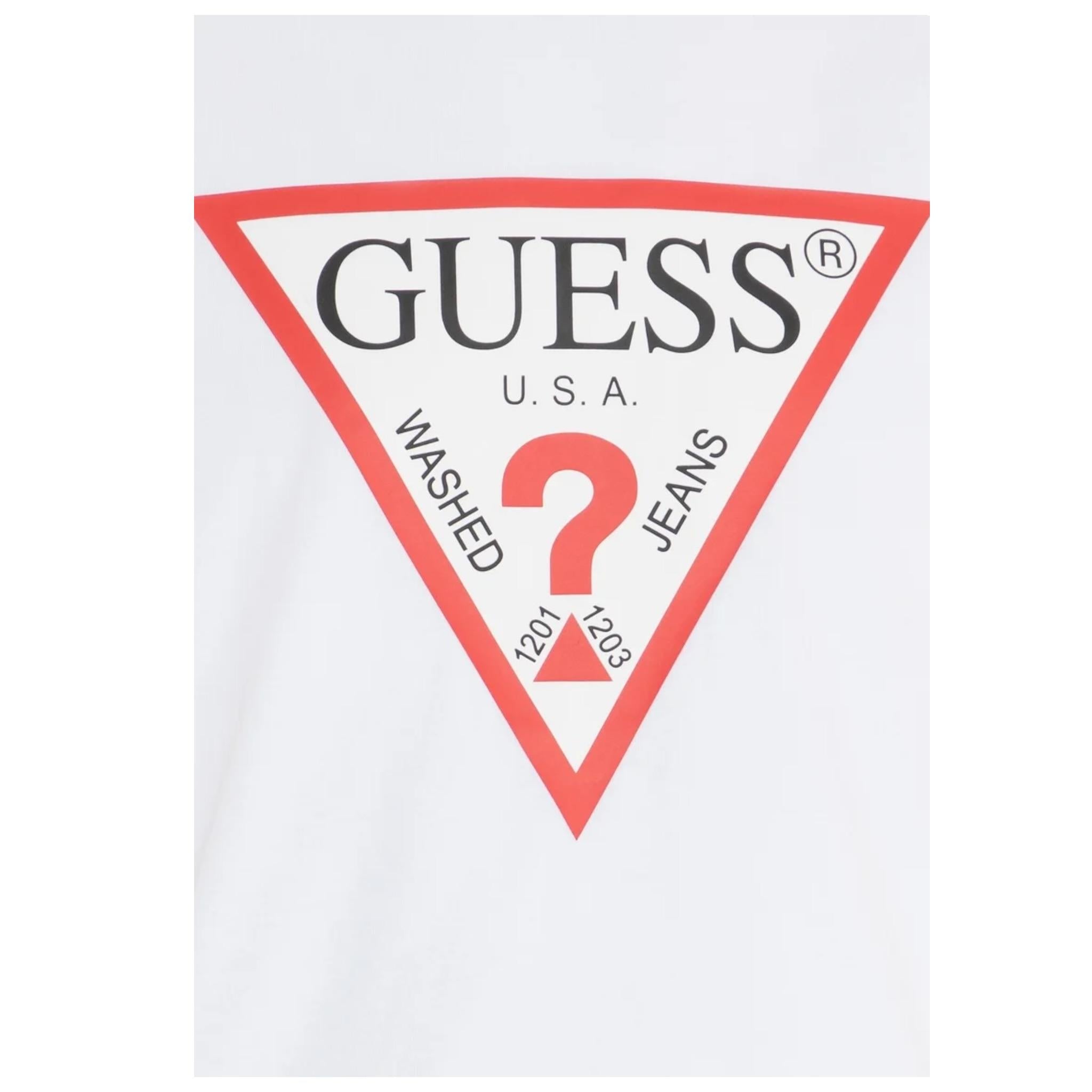 Guess Shirt Girocollo Tinta Unita con Logo per Bambino L84I29K8HM0 BIANCO GUESS 