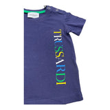 Trussardi T-Shirt Girocollo Tinta Unita con Logo per Neonato TIP24069TS BLU TRUSSARDI 