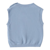 Minibanda Gilet Tinta Unita Scollo A V  per Neonato 3B641 AZZURRO MINIBANDA 