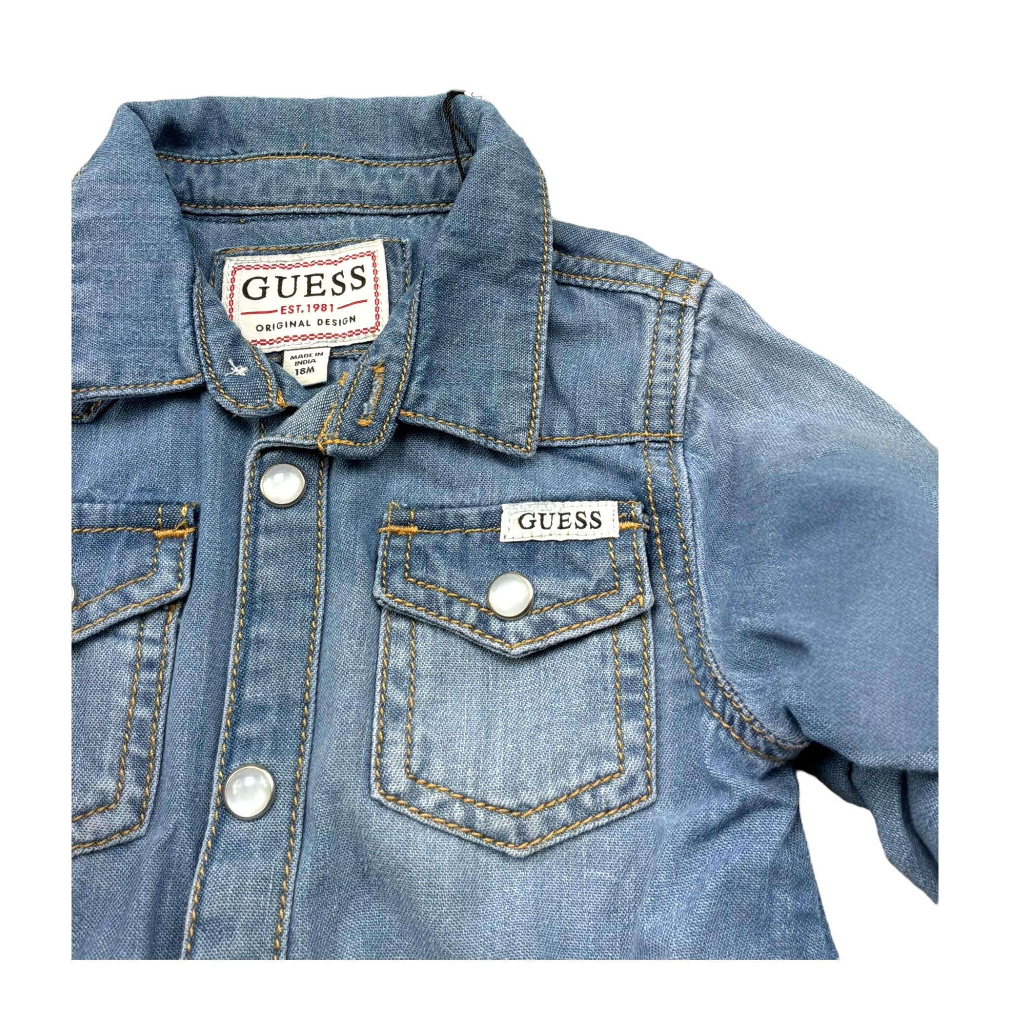 Guess Camicia Manica Lunga In Denim per Neonato N5RH05D5K80 AZZURRO GUESS 