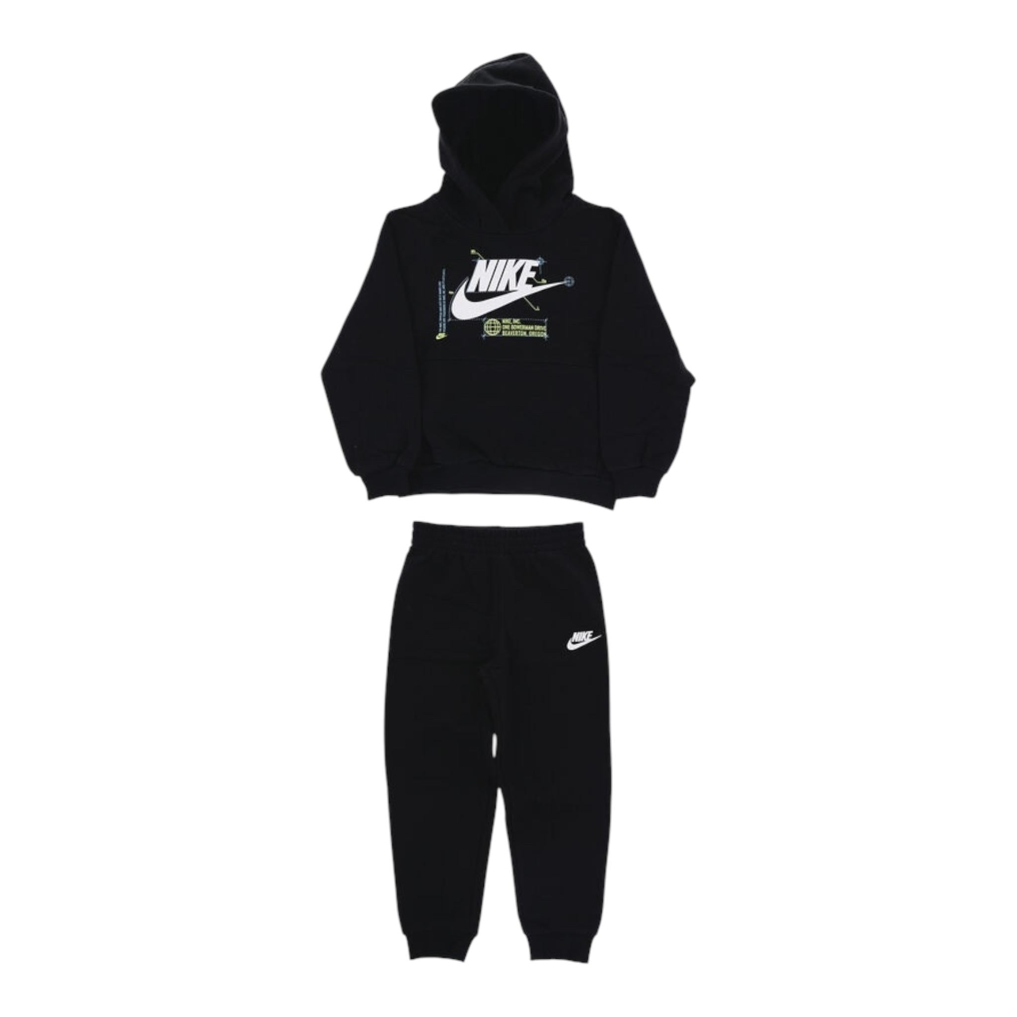 NIKE completo tinta unita 2pz felpa-pantalone Nero per Bambino 86M359 NERO NIKE 