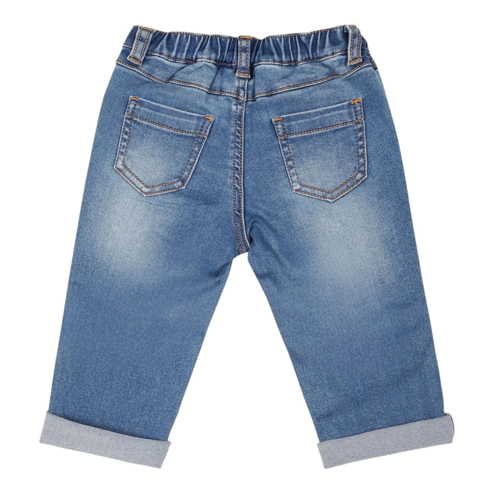 Moschino Jeans Tinta Unita con Elastico In Vita per Bambino MUP05FJX AZZURRO MOSCHINO 