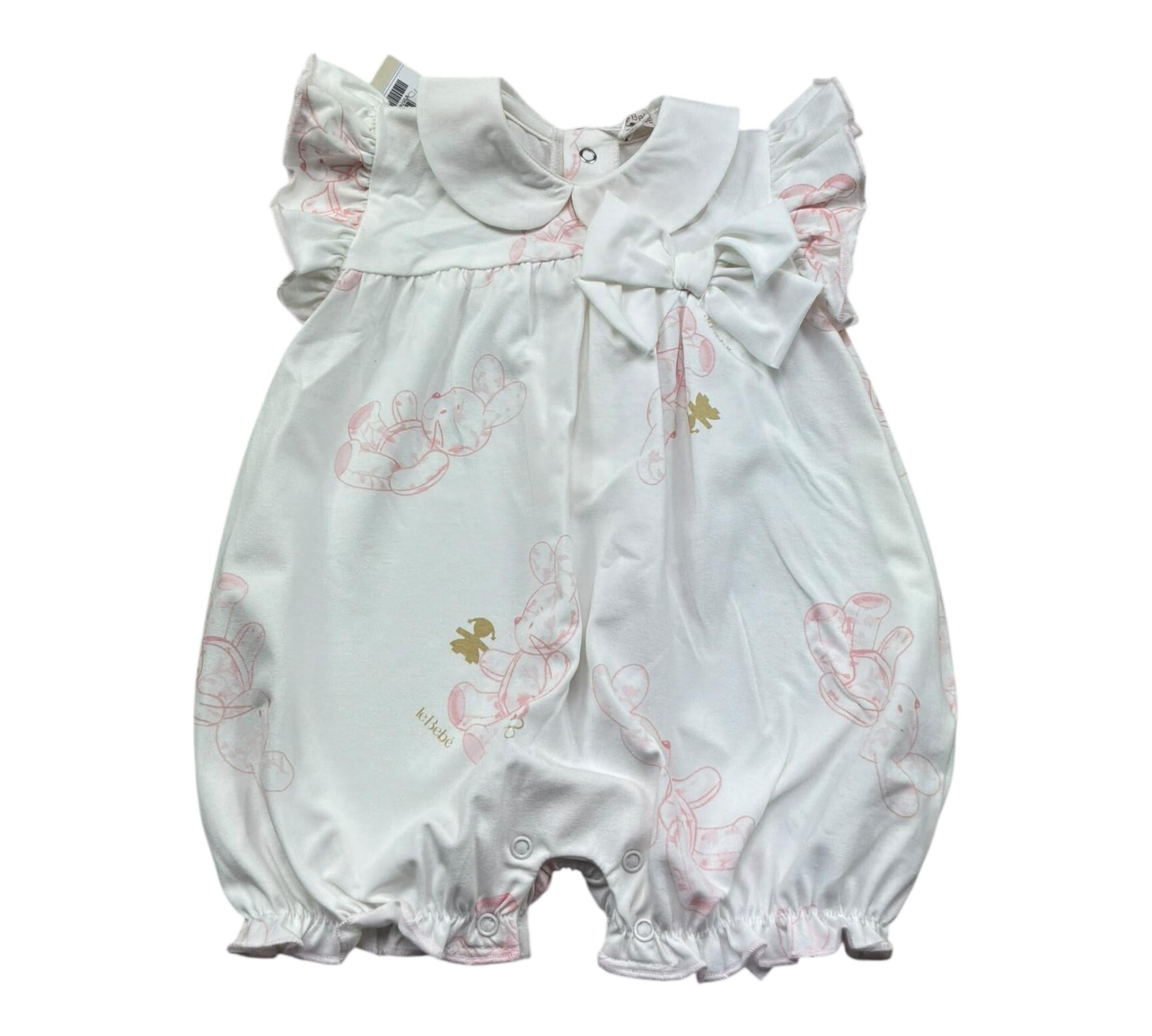 Le Bebe Pagliaccetto Mezza Manica Tinta Unita con Stampe per Neonata LBG6290 BIANCO LE BEBE 