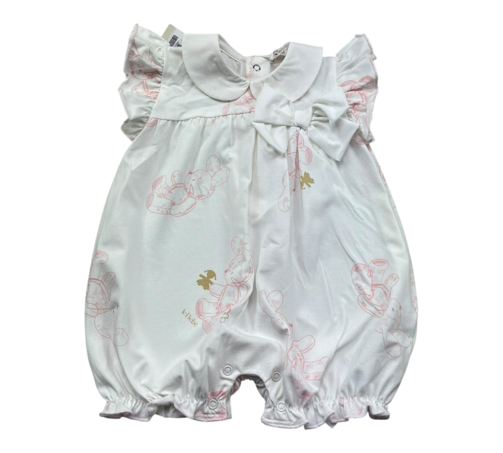 Le Bebe Pagliaccetto Mezza Manica Tinta Unita con Stampe per Neonata LBG6290 BIANCO LE BEBE 