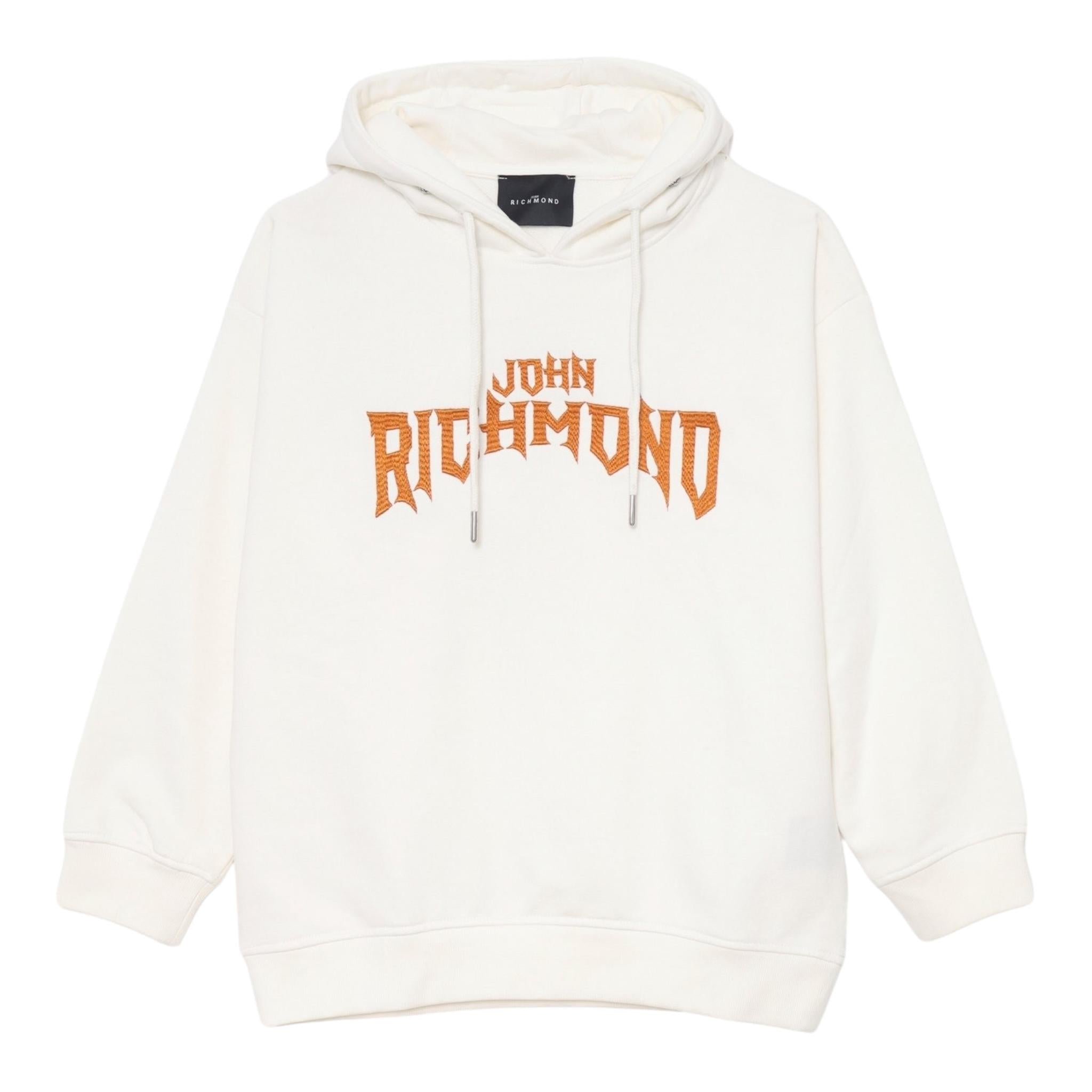 JOHN RICHMOND felpa con cappuccio tinta unita con stampa in contrasto Panna per Bambino RBA24057FE PANNA JOHN RICHMOND 
