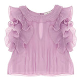 Dixie Camicia Tinta Unita Con Plisset Lilla Per Bambina