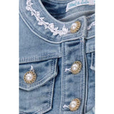 Abel & Lula Giubbino In Denim Tinta Unita con Ricami per Bambina 5369X AZZURRO ABEL & LULA 