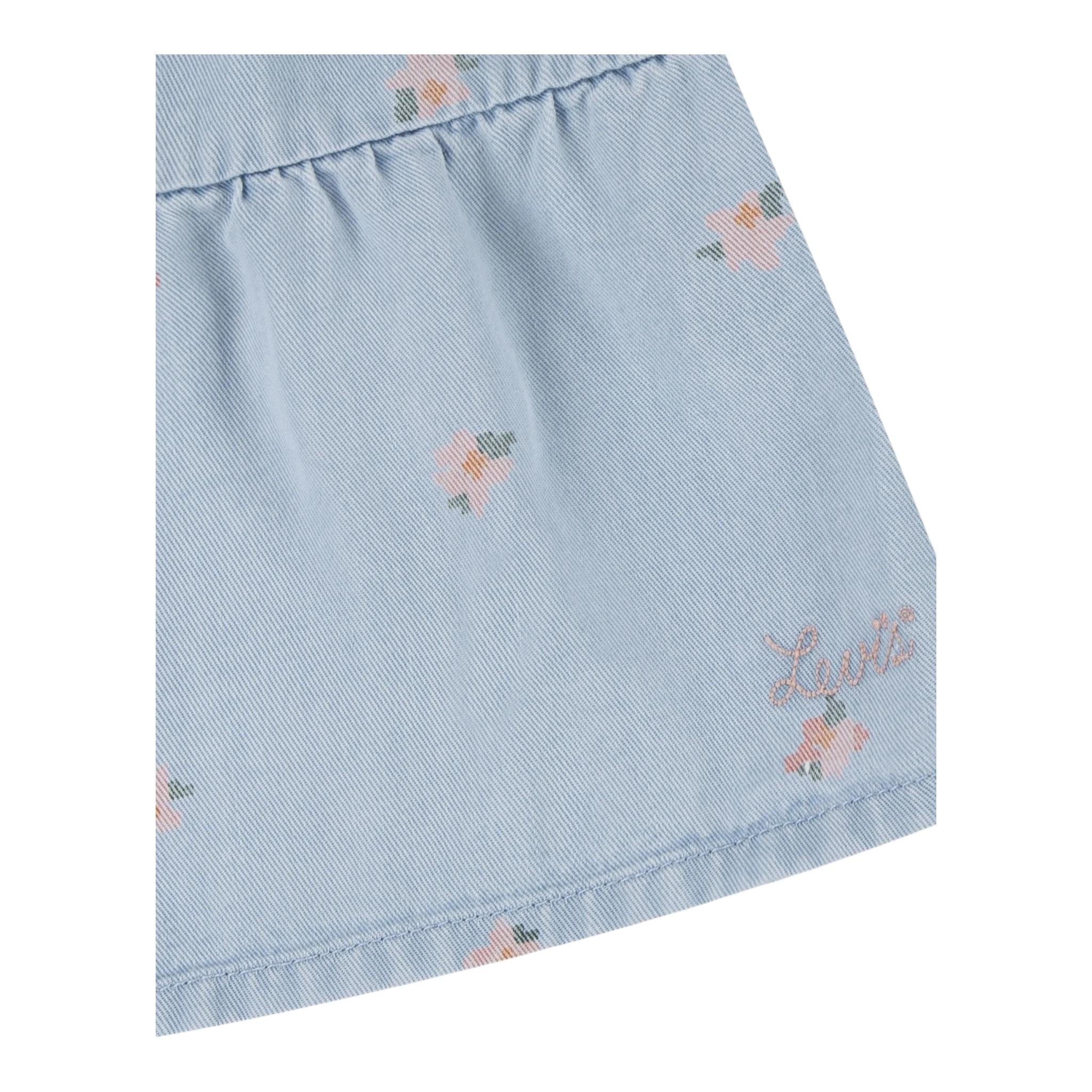 Levi'S Abito Giromanica Tinta Unita con Ricami per Bambina 3EM227 AZZURRO LEVI'S 