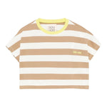 Dou Dou T-Shirt Girocollo Bicolore con Fantasia A Righe per Bambina DW8A21X PANNA/BEIGE DOU DOU 