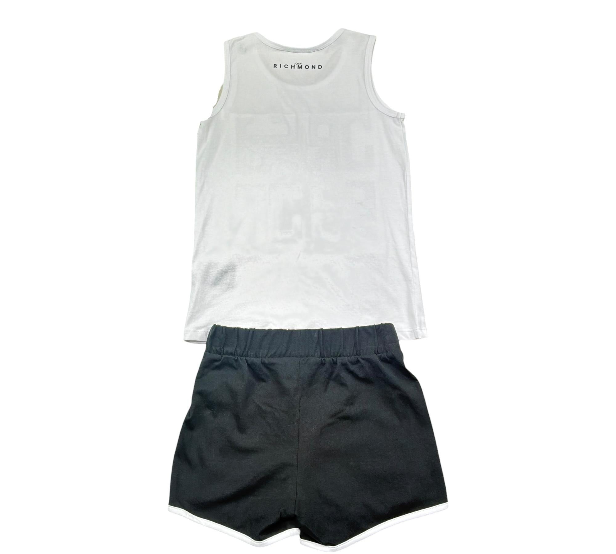John Richmond Completo 2 Pezzi Canotta-Short Bicolore per Bambina RGP26016CJ BIANCO/NERO JOHN RICHMOND 