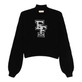 ELISABETTA FRANCHI maglia tinta unita collo alto con stampa Nero per Bambina EFMA141 NERO ELISABETTA FRANCHI 
