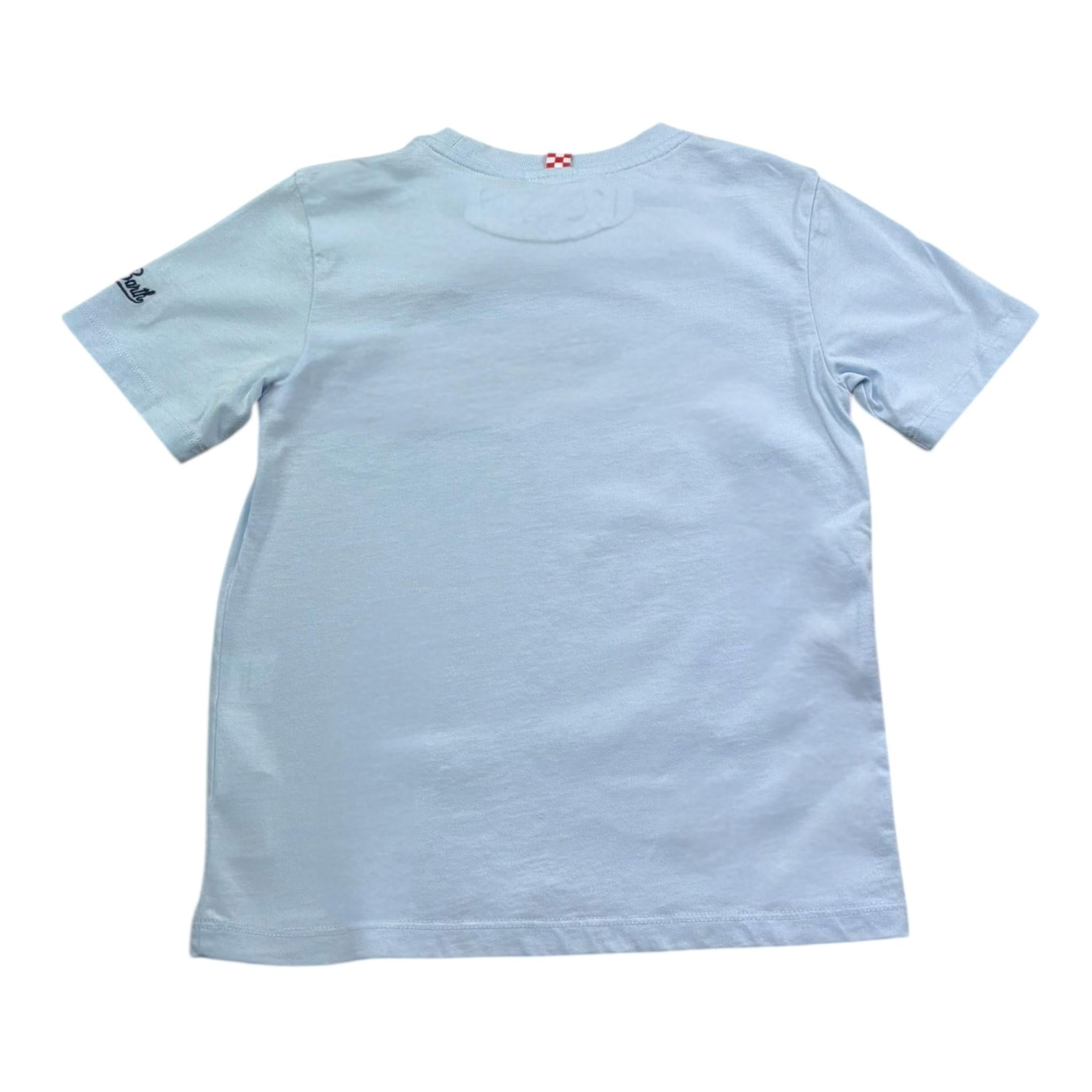 Saint Barth T-Shirt Girocollo Tinta Unita con Stampa per Bambino 00388L AZZURRO SAINT BARTH 