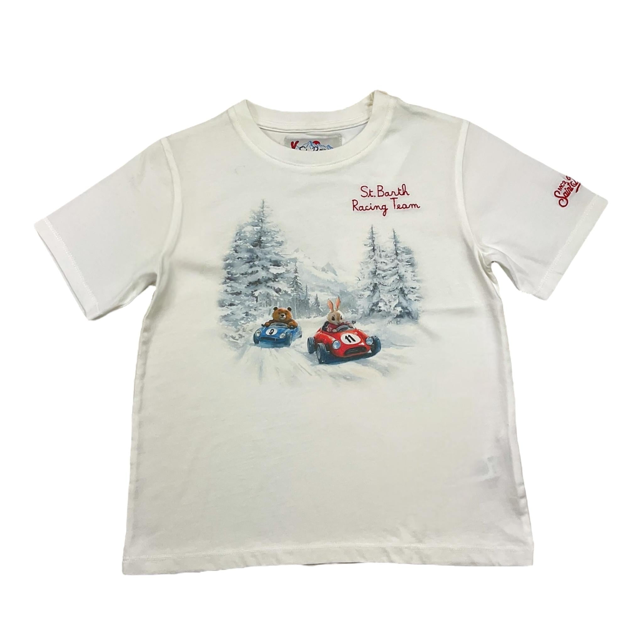 SAINT BARTH t-shirt girocollo tinta unita con stampa Bianco per Bambino CAM000111 BIANCO SAINT BARTH 