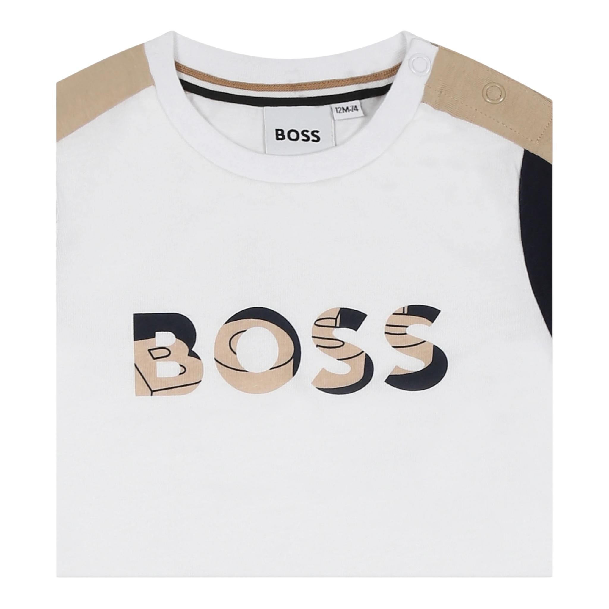 Boss Completo 2 Pezzi T-Shirt-Bermuda per Neonato J52120 BIANCO/BEIGE BOSS 