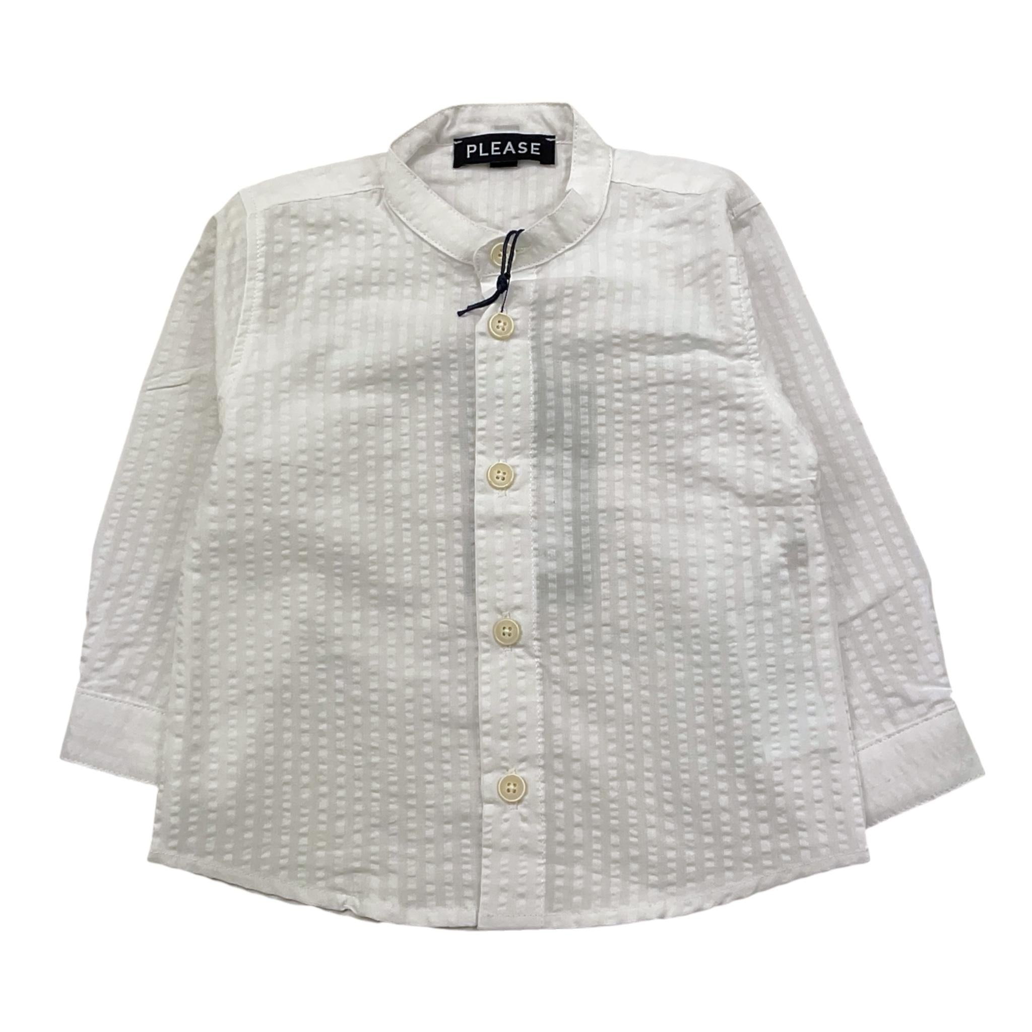 Please Camicia Manica Lunga Tinta Unita per Neonato CL28270B73 BIANCO PLEASE 