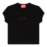 Diesel T-Shirt Girocollo Tinta Unita con Logo per Bambina J01830 NERO DIESEL 