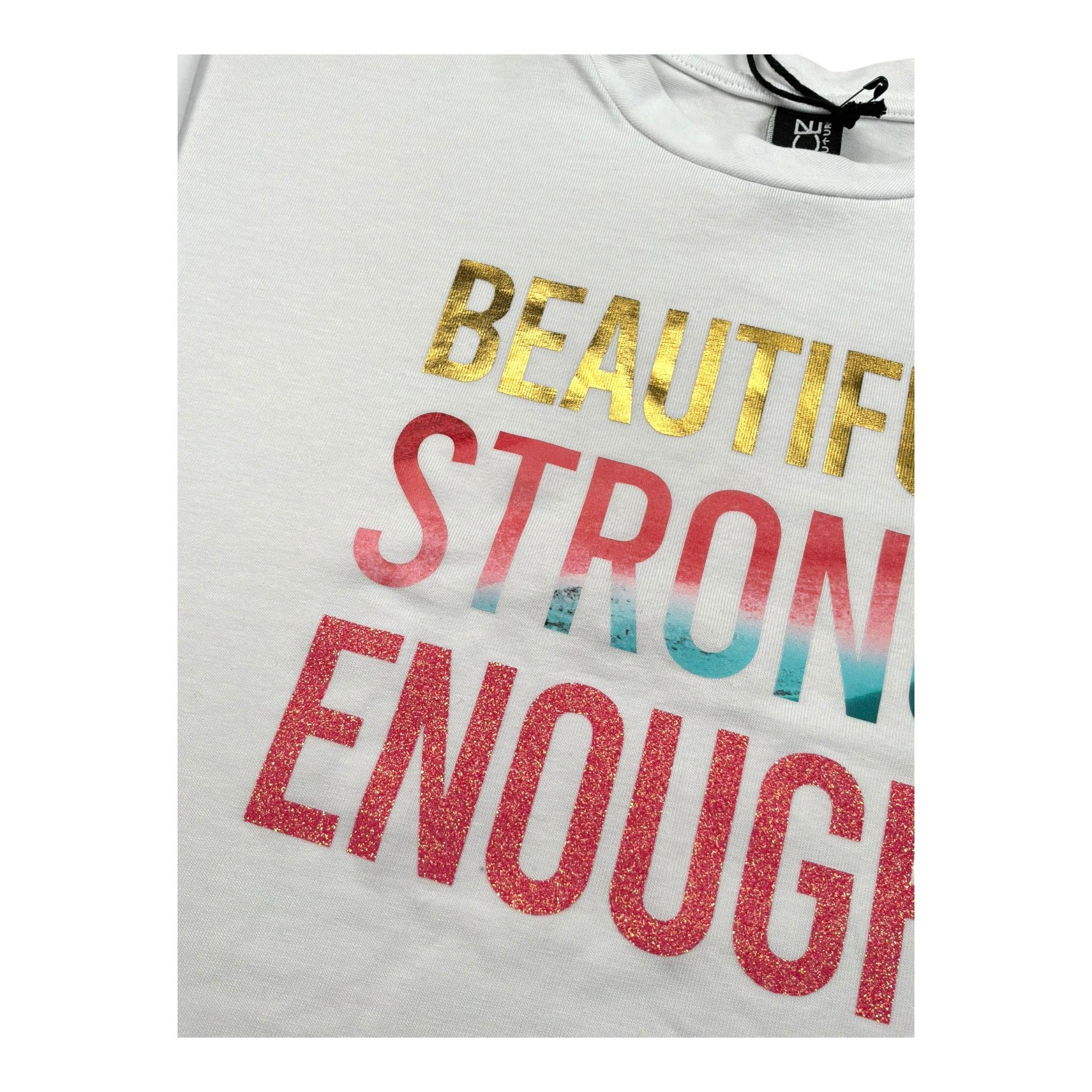 Naice T-Shirt Girocollo Tinta Unita con Stampe per Bambina 24135 BIANCO NAICE 