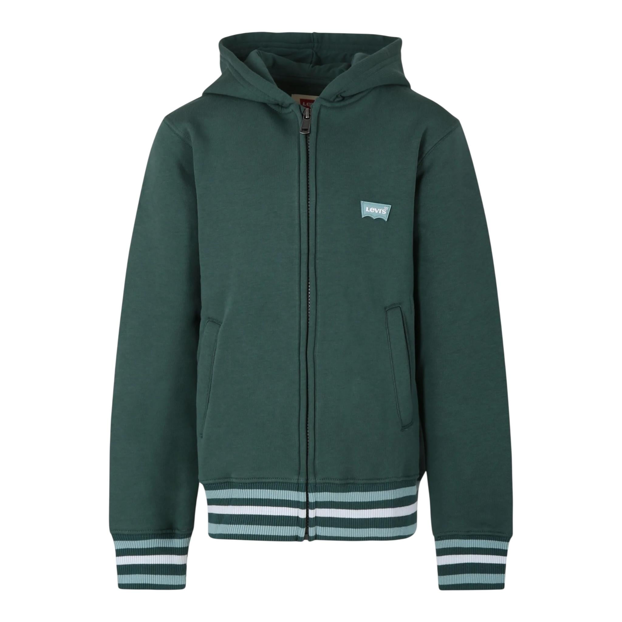 LEVI'S felpa con zip e cappuccio tinta unita con logo Verde per Bambino 8EL158 VERDE LEVI'S 