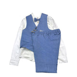 Exclusive Completo Cerimonia 4Pz Camicia-Gilet-Pantalone-Papillions Blu Per Bambino