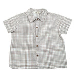 Petit Indi Camicia Tinta Unita con Fantasia A Quadri per Neonato SS25BK7427XN BIANCO PETIT INDI 