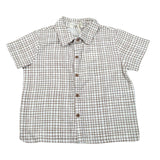 Petit Indi Camicia Tinta Unita con Fantasia A Quadri per Neonato SS25BK7427XN BIANCO PETIT INDI 